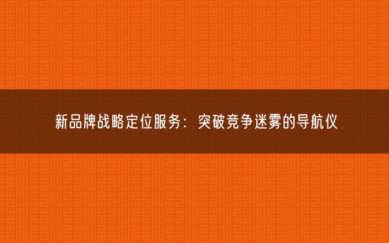 新品牌战略定位服务：突破竞争迷雾的导航仪(图1)